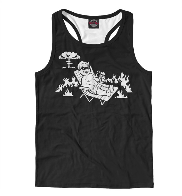 Мужская майка-борцовка с притом This Is Fine Vault-Boy цвета Белый Мужская майка-борцовка с изображением This Is Fine Vault-Boy цвета Белый