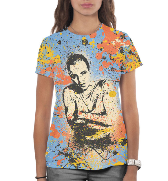 Женская футболка с изображением На игле цвета Белый