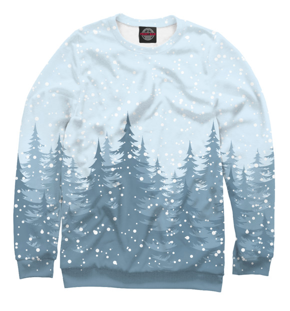 Свитшот для мальчиков с изображением Зимний ельник цвета Белый