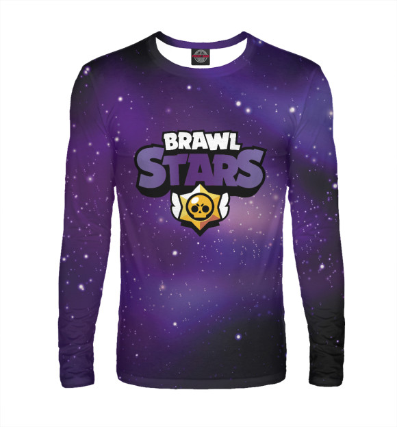 Мужской лонгслив с притом Brawl Stars цвета Белый Мужской лонгслив с изображением Brawl Stars цвета Белый