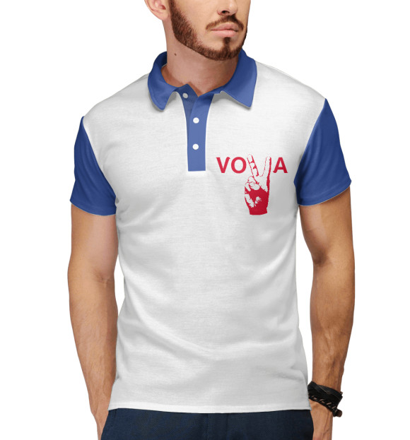 Мужское поло с изображением VOVA цвета Белый