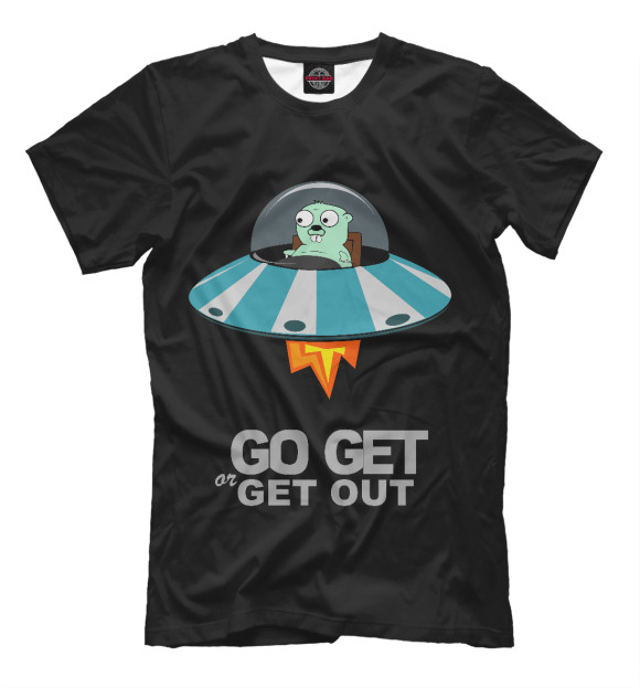 Мужская футболка с изображением Golang - go get or get out цвета Черный