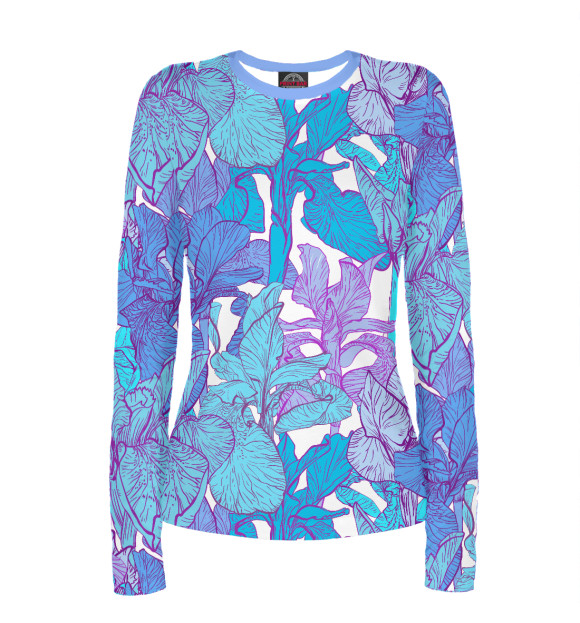 Женский лонгслив с изображением Цветы цвета Белый