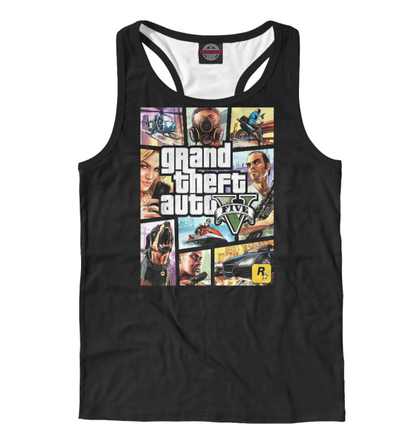 Мужская майка-борцовка с изображением GTA Online / ГТА 5 цвета Белый