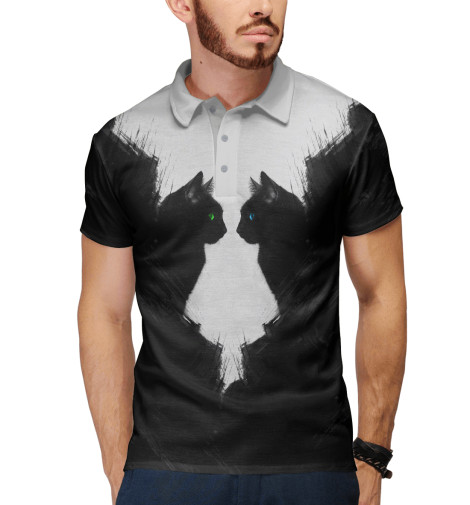 

Поло Print Bar, Белый, Rorschach Cats