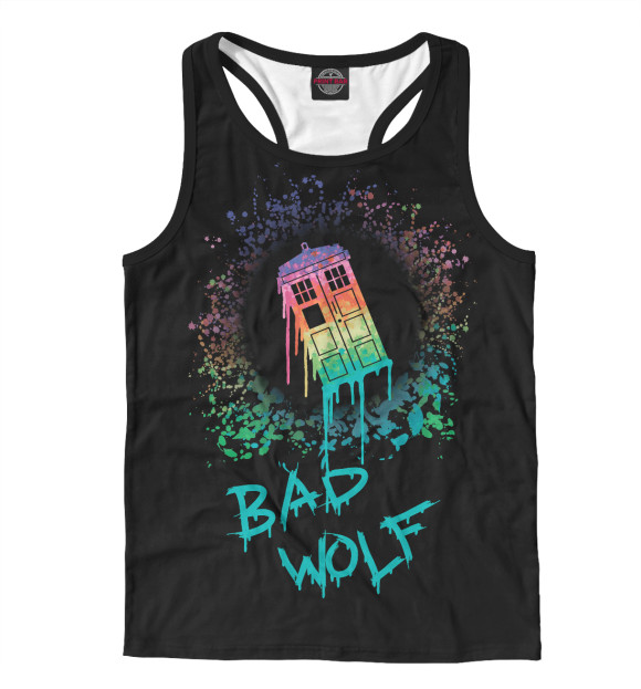 Мужская майка-борцовка с изображением Bad wolf цвета Белый