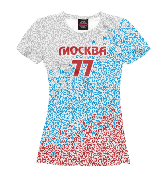 Футболка для девочек с изображением Москва - регион 77 цвета Белый