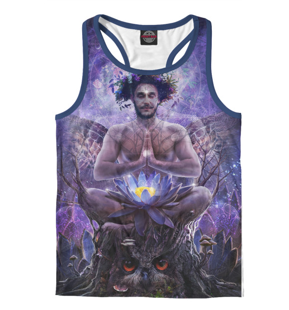 Мужская майка-борцовка с изображением Лесной дух цвета Белый