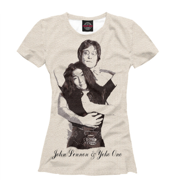Женская футболка с изображением John Lennon & Yoko Ono цвета Белый