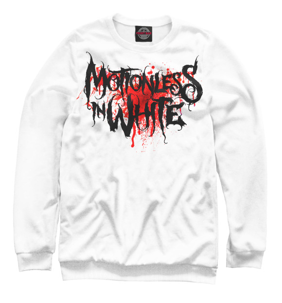 Мужской свитшот с изображением Motionless In White Blood Logo цвета Белый