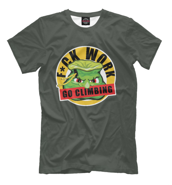 Мужская футболка с изображением Go climbing цвета Серый