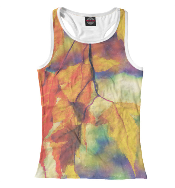 Женская майка-борцовка с изображением Осень в стиле Густава Климта цвета Белый