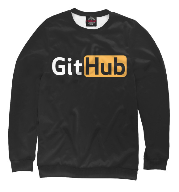 Мужской свитшот с изображением GitHub в стиле Pornhub для веб-разработчиков цвета Белый