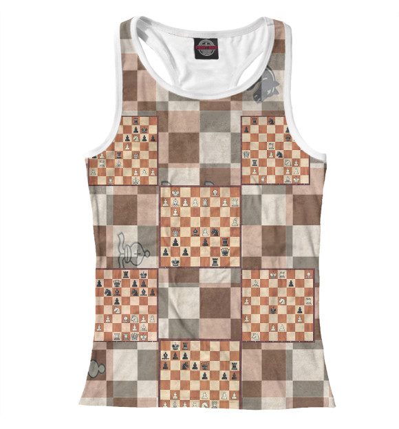 Женская майка-борцовка с изображением Шахматная доска цвета Белый