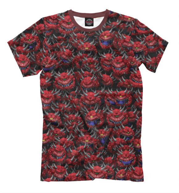 Мужская футболка с изображением Какодемоны из игры Doom цвета Темно-бордовый