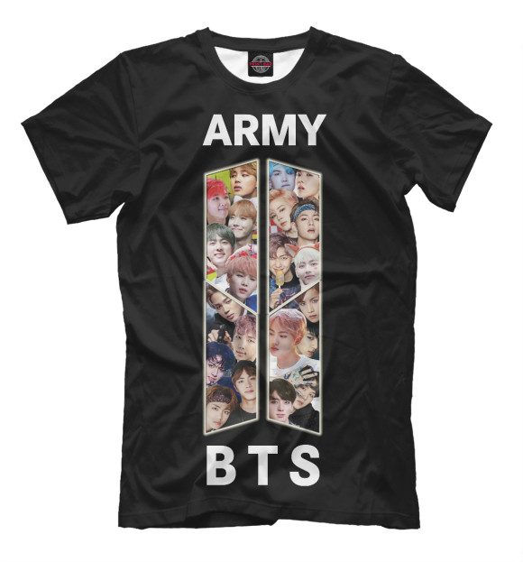 Мужская футболка с изображением BTS ARMY цвета Черный