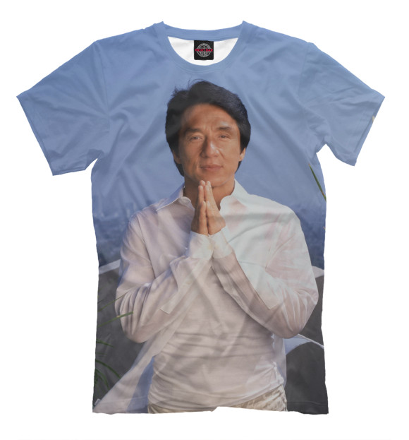 Мужская футболка с изображением Джеки Чан цвета Серый