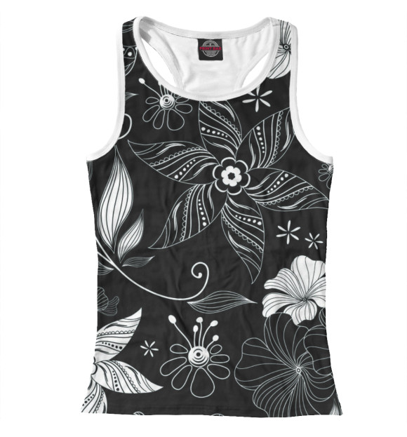 Женская майка-борцовка с изображением Цветочки цвета Белый