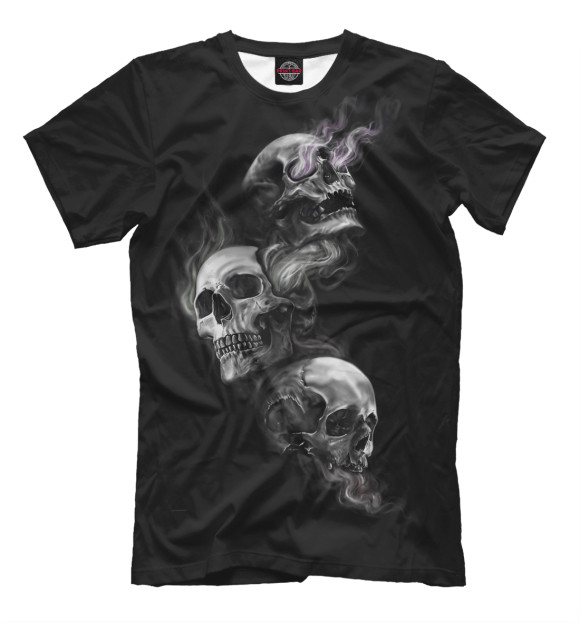 Мужская футболка с изображением Три черепа цвета Черный