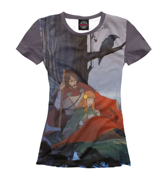Футболка для девочек с притом The Banner Saga цвета Белый Футболка для девочек с изображением The Banner Saga цвета Белый