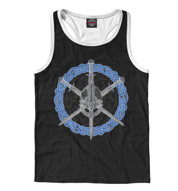 Мужская майка-борцовка с изображением Варяг цвета Белый