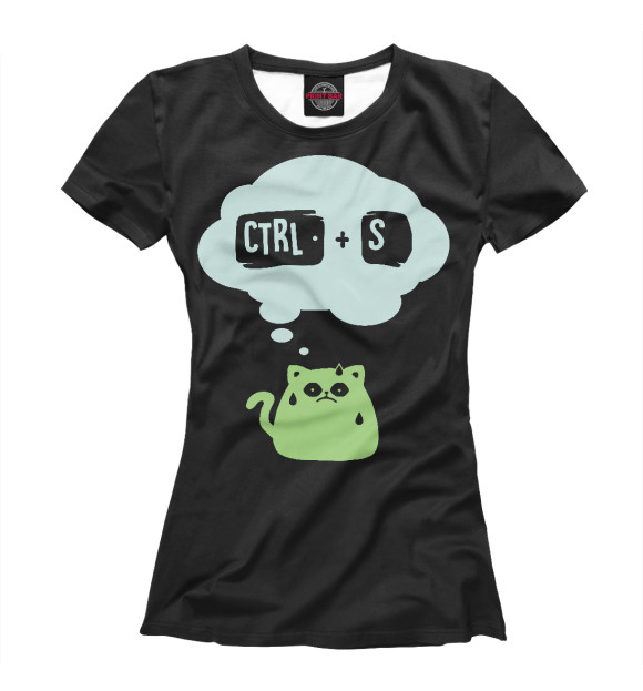 Футболка для девочек с изображением (Shortcat) Ctrl+S цвета Белый