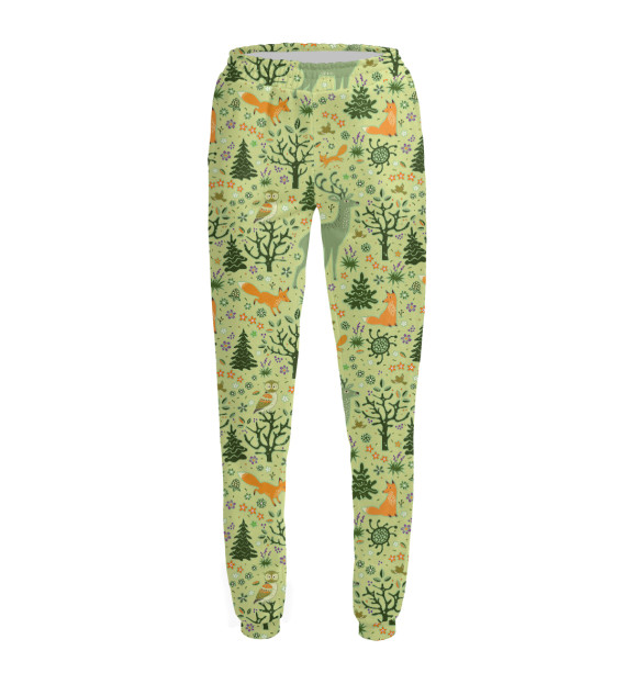 Женские спортивные штаны с изображением Летний лес цвета Белый