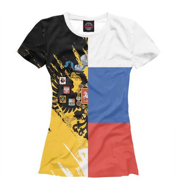 Женская футболка с изображением Имперский Флаг России цвета Белый