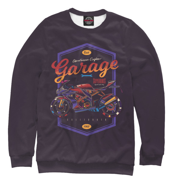 Мужской свитшот с изображением Garage цвета Белый
