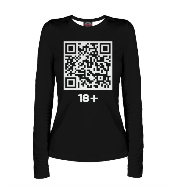 Женский лонгслив с изображением 18+ цвета Белый