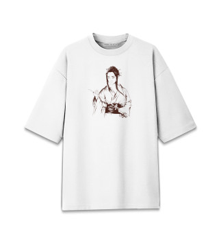 Женская футболка оверсайз Девушка-самурай