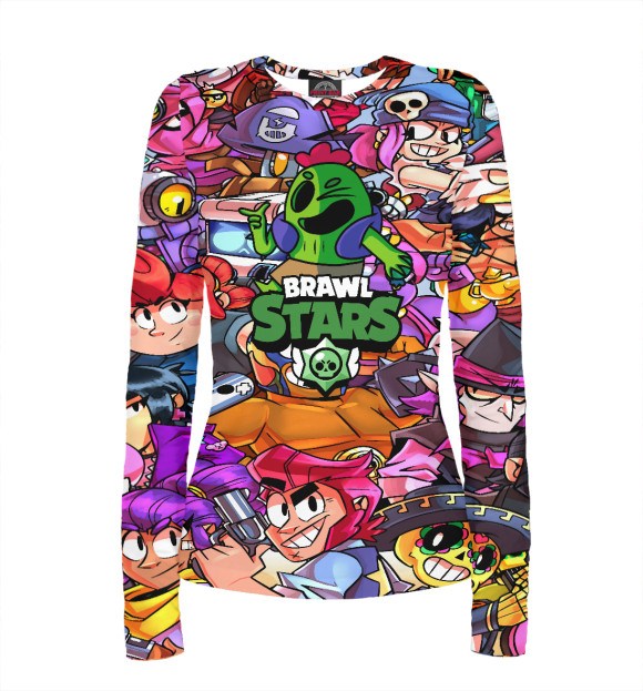 Женский лонгслив с изображением Brawl Stars SPIKE цвета Белый