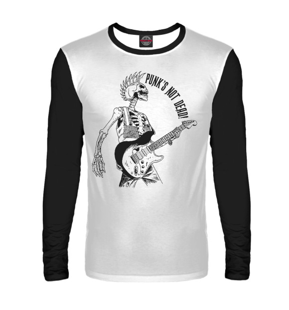 Мужской лонгслив с притом Punk's not dead! цвета Белый Мужской лонгслив с изображением Punk's not dead! цвета Белый