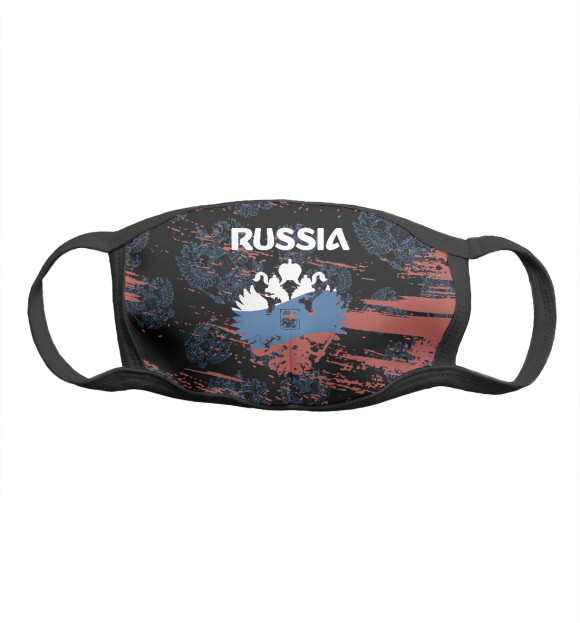 Маска тканевая с изображением RUSSIA цвета Белый