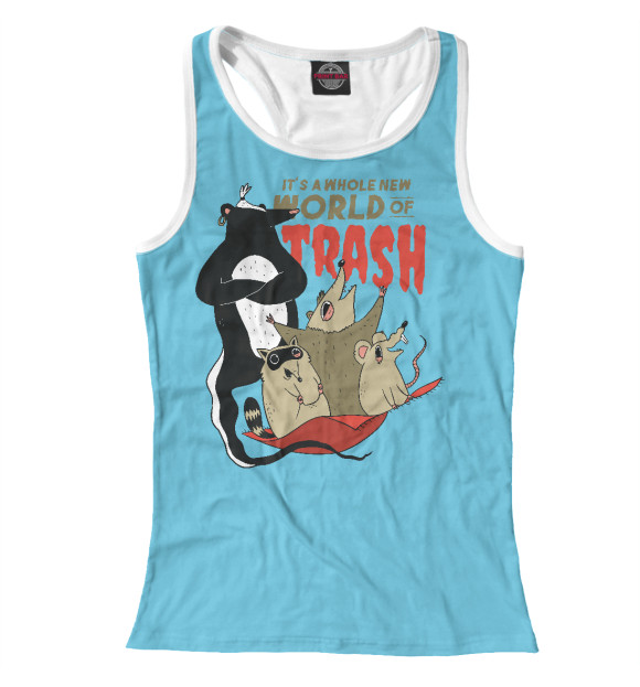 Женская майка-борцовка с изображением World of trash цвета Белый