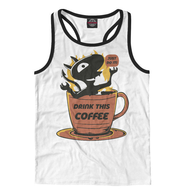 Мужская майка-борцовка с изображением Do it! Drink coffee цвета Белый