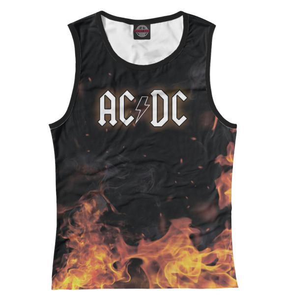 Майка для девочки с изображением AC/DC цвета Белый