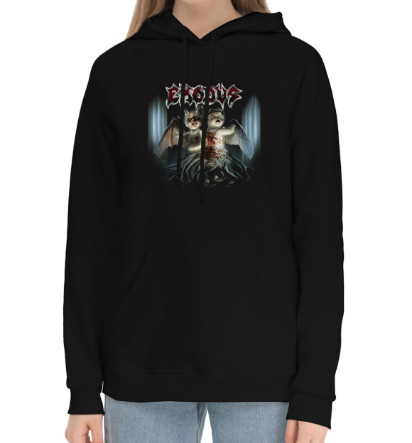 Женский хлопковый худи с изображением Exodus цвета Черный