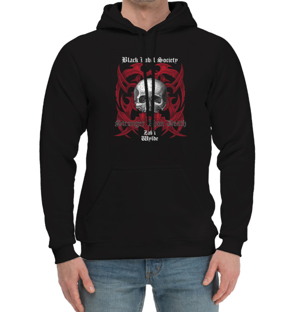 Мужской хлопковый худи с изображением Blacklabelsociety цвета Черный