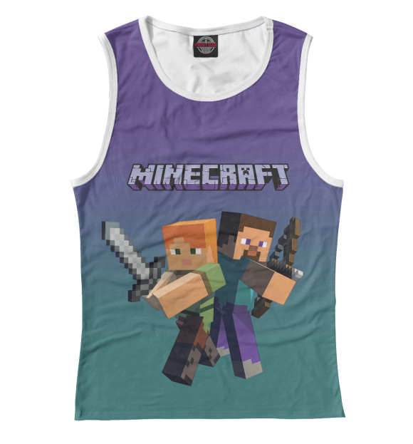 Майка для девочки с изображением Minecraft цвета Белый