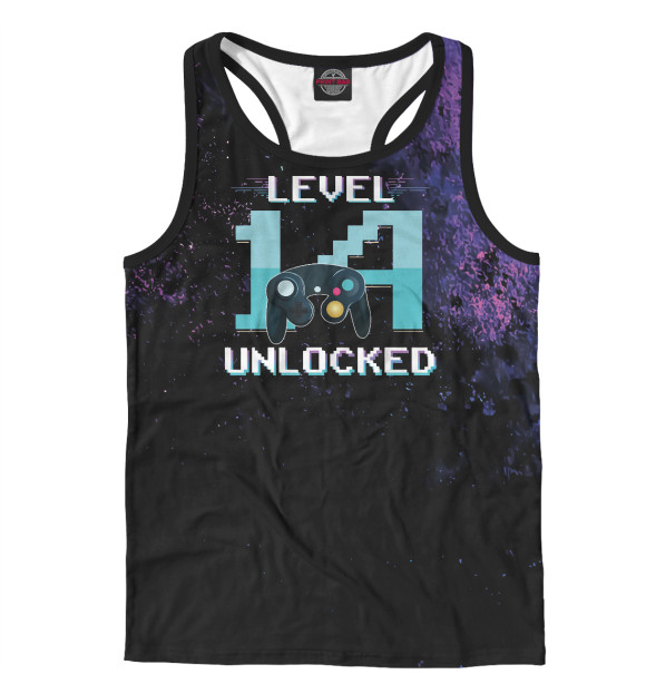 Мужская майка-борцовка с изображением Level 14 Unlocked Gamer цвета Белый