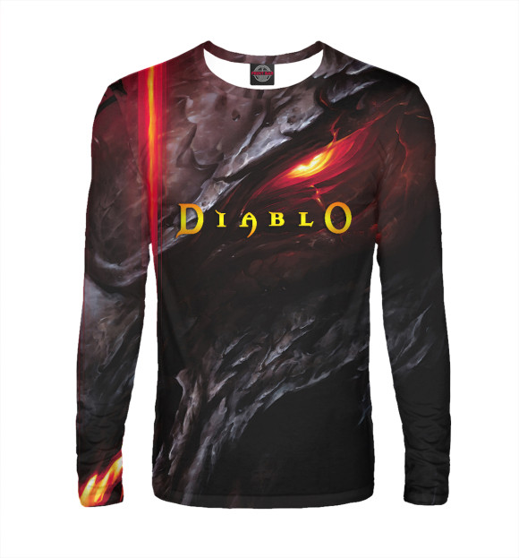 Мужской лонгслив с изображением Diablo | Диабло цвета Белый