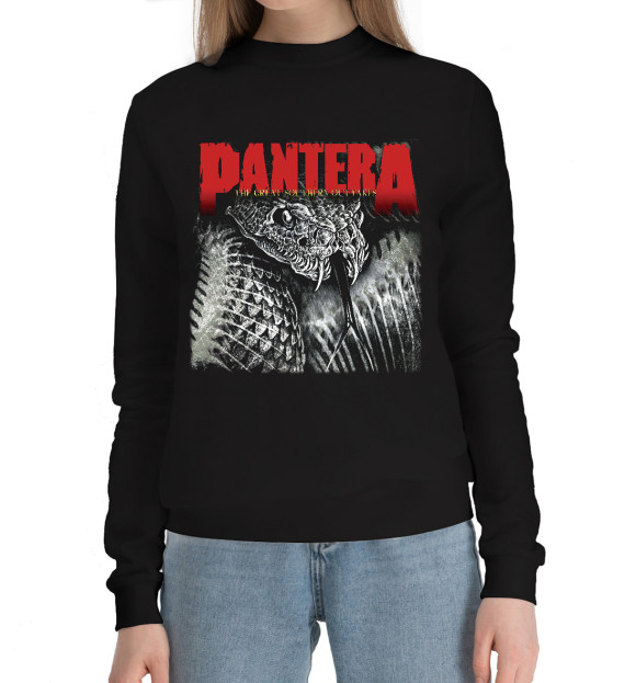 Женский хлопковый свитшот с изображением Pantera цвета Черный