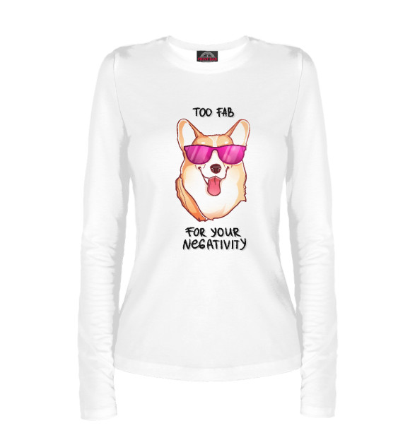 Женский лонгслив с изображением Корги цвета Белый