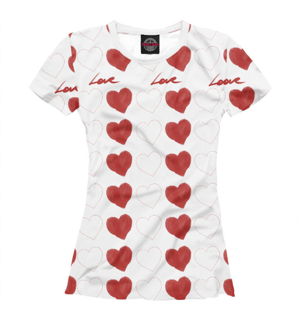 Женская футболка с изображением Hearts цвета Белый