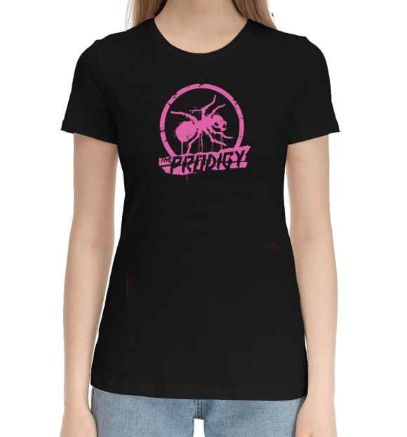 Женская хлопковая футболка с изображением The Prodigy цвета Черный