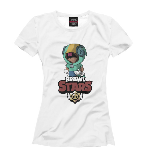 Футболка для девочек с изображением Brawl Stars-Leon цвета Белый