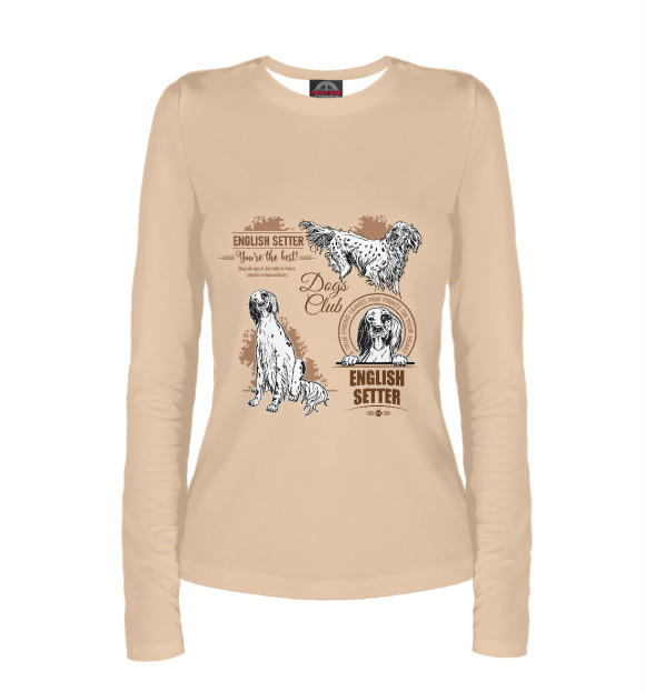 Женский лонгслив с изображением Английский сеттер цвета Белый