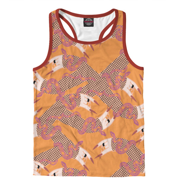 Мужская майка-борцовка с изображением Змея обвивает руку с острыми ногтями цвета Белый