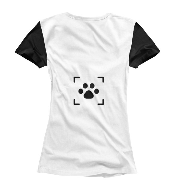 Женская футболка с изображением Black wolf - paw цвета Белый